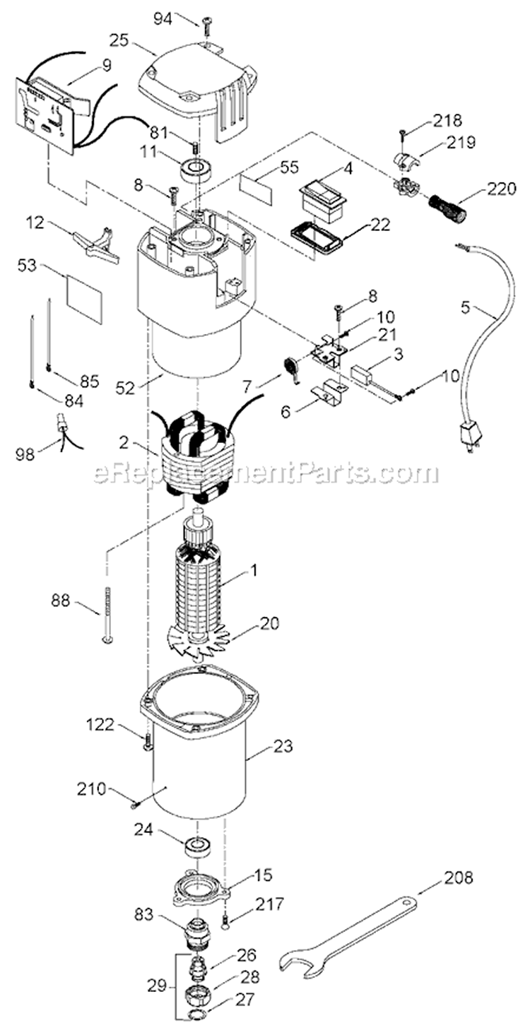 Page A Diagram and Parts List for 75182 Type 3 Porter Cable Router